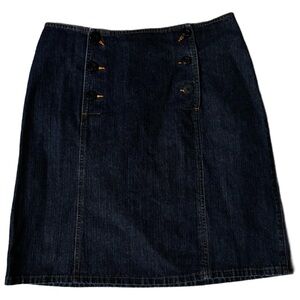 Retro Style Liz Claiborne Dark Blue A-Line Skirt With Anchor Button Detail 14